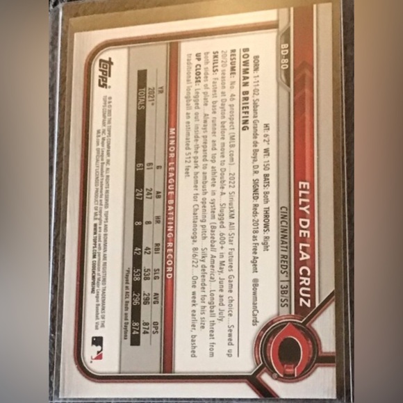 Elly De La Cruz RC 2022 Bowman Draft 1st Edition Rookie Card Cincinnati … - Picture 2 of 2
